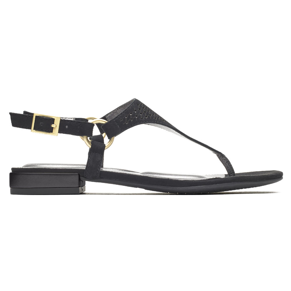 Rockport Singapore Womens Sandals - Total Motion Zosia Thong Black - WT7061824